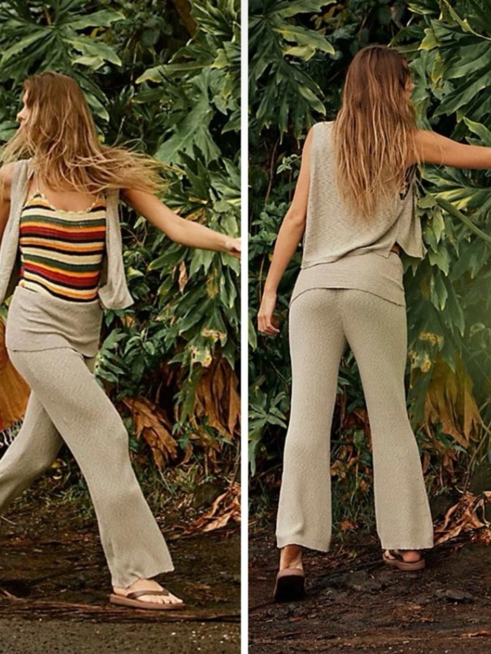 Free People Beach‎ Ruby Sweater Pant Set Spanish Moss Green OB1875876 Womens S